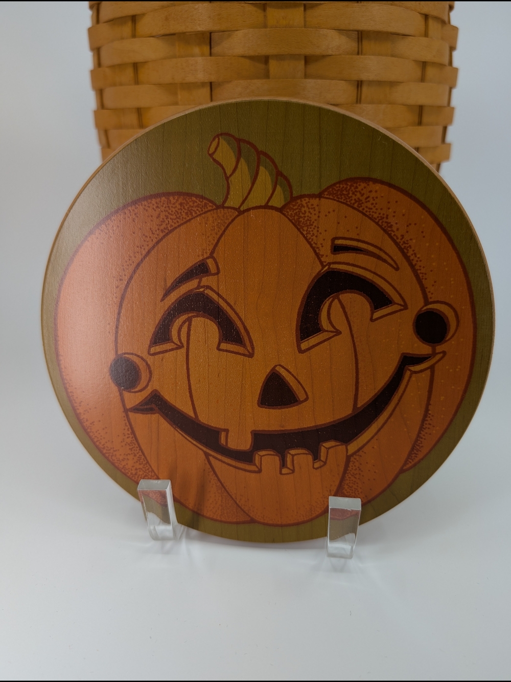 Longaberger October Fields Basket/Candy Corn Liner/Jack-o'-lantern Lid/Protector - Picture 9 of 9